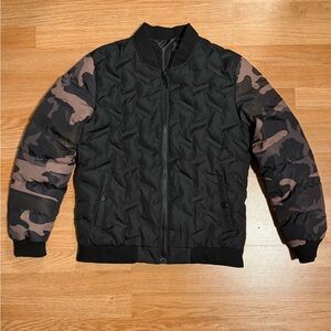 Men's Black and Brown Camouflage Bomber Jacket